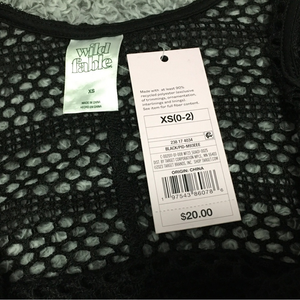 Wild Fable Womens Size XS Black Mesh Mini Dress Swim Cover Up Top - Picture 3 of 5